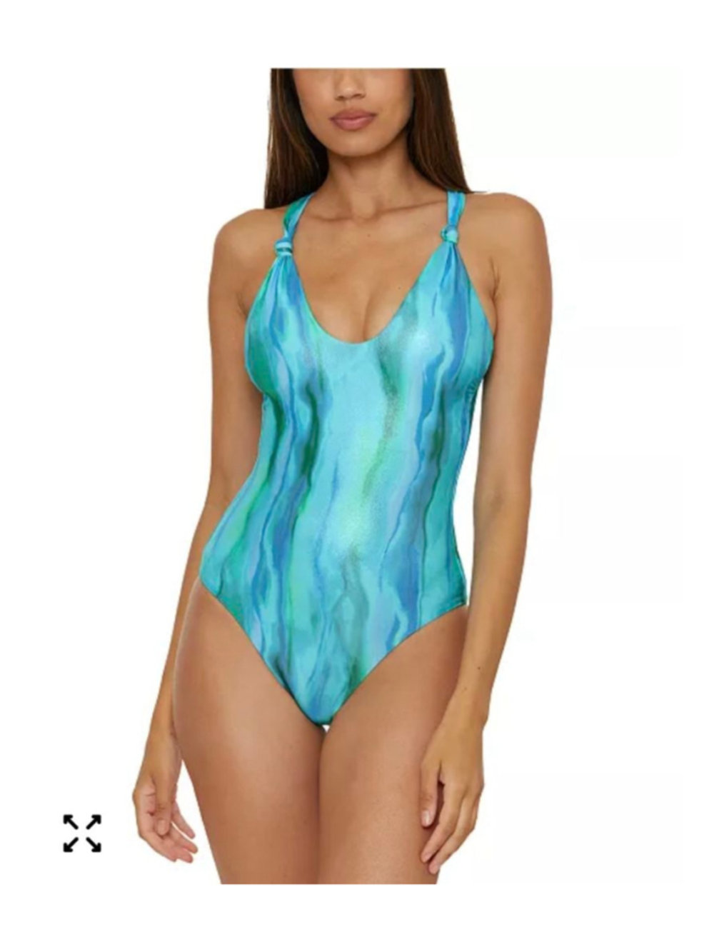 Women's BECCA by Rebecca Virtue Blue Green Tie-Dye One Piece Swimsuit S